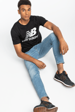 Koszulka New Balance ESSENTIALS STACKED LOGO T BK MT01575BK BLACK/WHITE