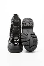 Sneakers Buffalo ASPHA NC MID LACEUP - VEGAN PATENT - BLACK 1622137-BLK
