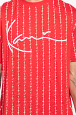 Koszulka Karl Kani Z KRÓTKIM RĘKAWEM KK Signature Logo Pinstripe Tee red/white 6030272