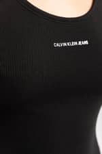 Sukienka Calvin Klein SUKIENKA NA RAMIĄCZKACH MIDI MICRO BRANDING STRAPPY RIB DRESS J20J216177BEH