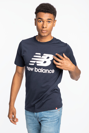 Koszulka New Balance ESSENTIALS STACKED LOGO T ECL MT01575ECL NAVY/WHITE