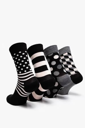 Skarpety Happy Socks 4-pak Classic Black White XCBW09-9100