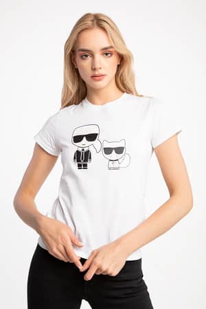 Koszulka Karl Lagerfeld Ikonik Karl & Choupette Tee 210W1724-100