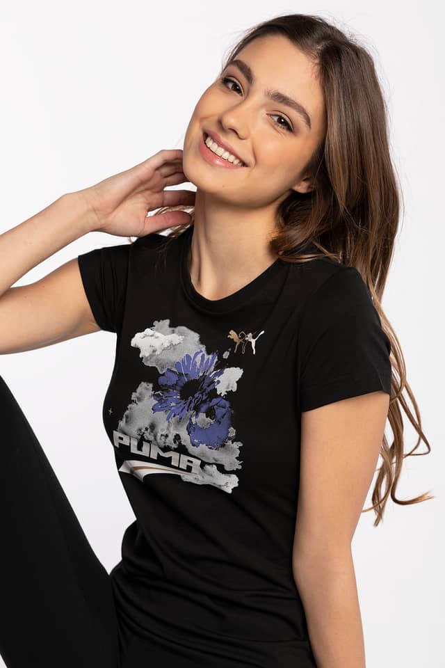 Koszulka Puma Z KRÓTKIM RĘKAWEM Evide Graphic Tee Black 59974701