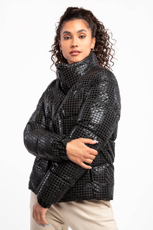 Mil Puffer Jacket Shiny Houndstooth