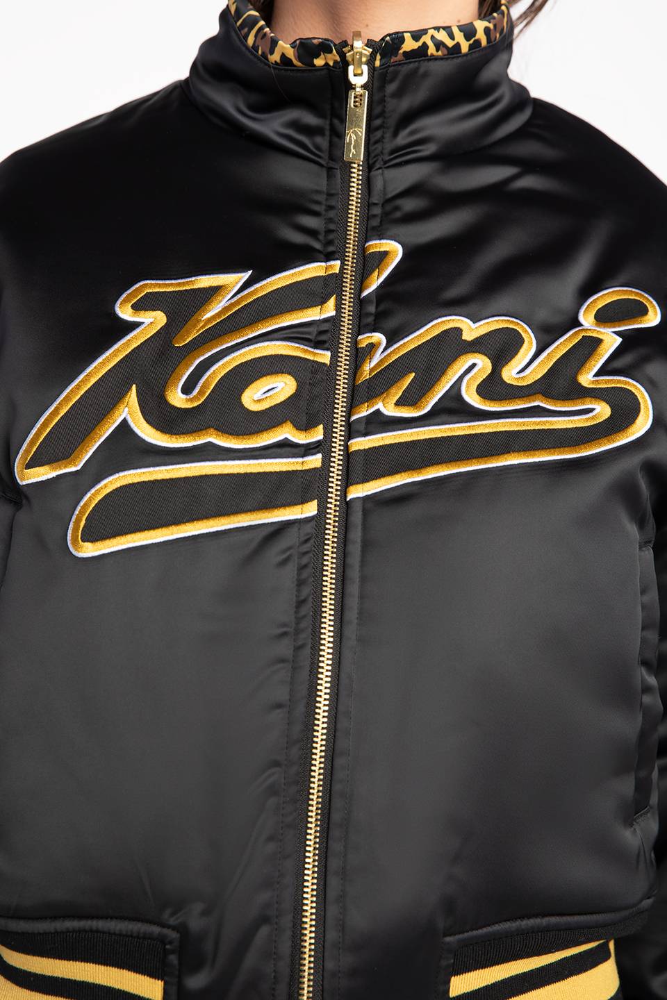 Kurtka Karl Kani Varsity Reversible Leo Satin Jacket black/brown/gold 6186537